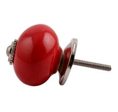 Solid Red Silver Fitting Ceramic Dresser Knob