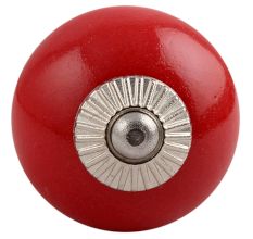 Solid Red Silver Fitting Ceramic Cabinet Knob