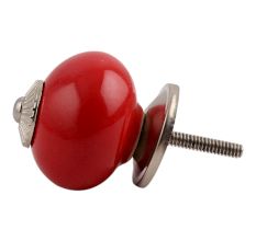 Solid Red Silver Fitting Ceramic Cabinet Knob