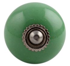 Solid Pea Green Silver Fitting Ceramic Drawer Knob