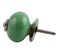 Solid Pea Green Silver Fitting Ceramic Drawer Knob
