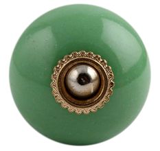 Solid Pea Green Golden Fitting Ceramic Cabinet Knob