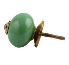 Solid Pea Green Golden Fitting Ceramic Cabinet Knob