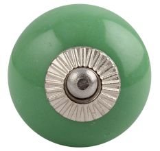 Solid Pea Green Silver Fitting Ceramic Drawer Knob