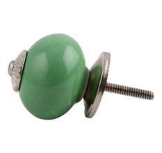 Solid Pea Green Silver Fitting Ceramic Drawer Knob
