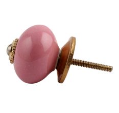 Pink Round Golden Fitting Ceramic Cabinet Knob