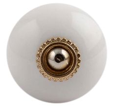 White Golden Fitting Ceramic Cabinet Knob