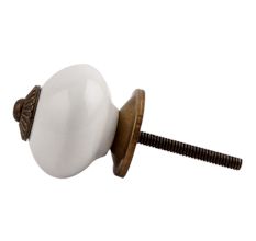 White Antique Fitting Ceramic Wardrobe Knob