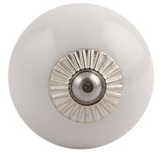 White Silver Fitting Ceramic Dresser Knob