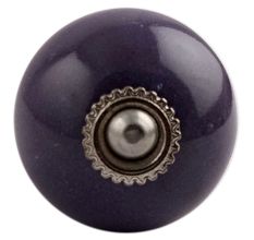 Purple Round Silver Fitting Ceramic Drawer Knob