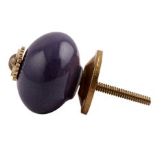 Purple Round Golden Fitting Ceramic Dresser Knob