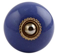 Slate Blue Golden Fitting Ceramic Dresser Knob