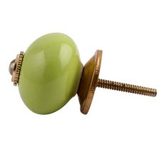 Lime Round Golden Fitting Ceramic Cabinet Knob
