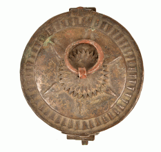 Old Hand Crafted Engraved Brass Round Jewellery Box