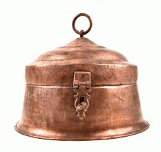 Vintage Old Copper Round Trinket Jewellery Box