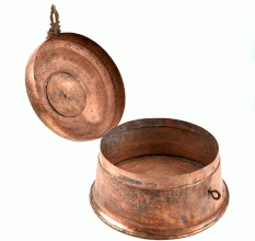 Vintage Old Copper Round Trinket Jewellery Box