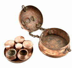 Bronze Rounded Shape Jewellery Box with Bronze Chain Hinges, Handle & Latch Closure