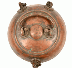 Vintage Hammered Copper Jewellery Box with Hinged Lid with Patina