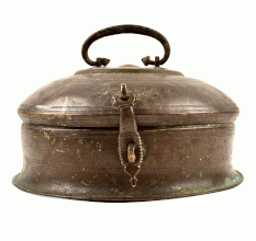 Old Aged Brass Lidded Trinket Jewellery Box 