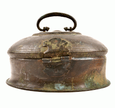 Old Aged Brass Lidded Trinket Jewellery Box 