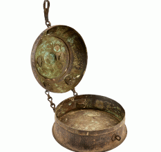 Indian Old Vintage Brass Hand Crafted Engraved Round Storage Box