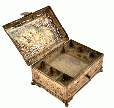 Old North Indian Brass Hand Carved Betel Nut Box Pan Dan 