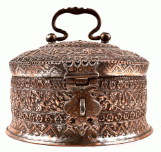 Old Carved Original Bronze Jewellery Box /Storage Box