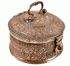 Old Carved Original Bronze Jewellery Box /Storage Box