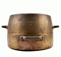 Very Old Traditional Bronze Cooking Pot with Lid