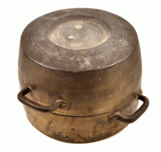 Very Old Traditional Bronze Cooking Pot with Lid