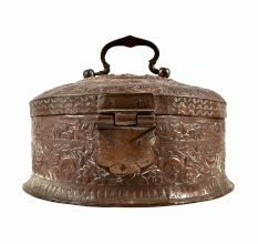 Indian Round Handmade Pierced Cast Brass Box for Jewellery 