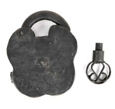 Indian Old Iron Hand Carved Lock & Key