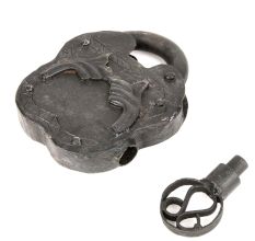 Indian Old Iron Hand Carved Lock & Key