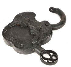 Indian Old Iron Hand Carved Lock & Key
