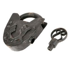 Old Handmade Vintage Rare Iron Lock and Key Collectible