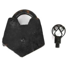 Old Vintage Old Iron Brass Lock and Key Collectible