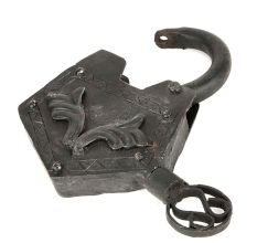 Old Vintage Old Iron Brass Lock and Key Collectible