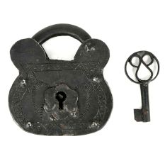 Old Handmade Industrial Lock- Strong Box Lock with Its Key
