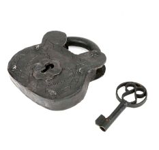 Old Handmade Industrial Lock- Strong Box Lock with Its Key