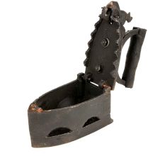 Old Collectible Coal Iron Charcoal Cast Iron with Chicken Latch Rooster Lock