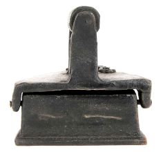 Vintage Sad Iron Cast Iron Wood Handle Flip Top for Coals and a Latch