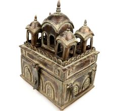 Old fort Design in Brass on Vintage (Trunk Up) Box