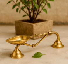 Rare Handmade Brass Temple Oil Lamp