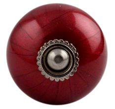 Neon Cherry Silver Fitting Ceramic Drawer Knob