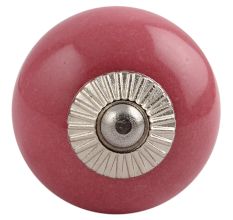 Dark Pink Silver Fitting Ceramic Dresser Knob