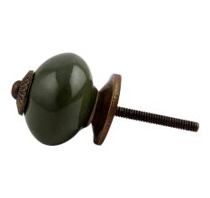 Olive Round Antique Fitting Ceramic Cabinet Knob