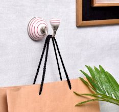 White Pink Striped Wall Hooks