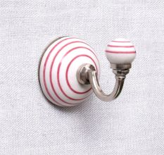 White Pink Striped Wall Hooks