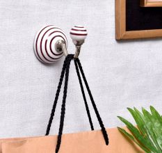White Cherry Striped Wall Hooks