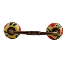 Red Flower Ceramic Bridge Handle